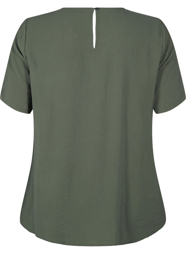 Chemisier à manches courtes en viscose avec détail en dentelle, Thyme, Packshot image number 1