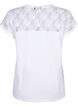 T-shirt en coton à manches courtes avec dentelle, Bright White, Packshot image number 1