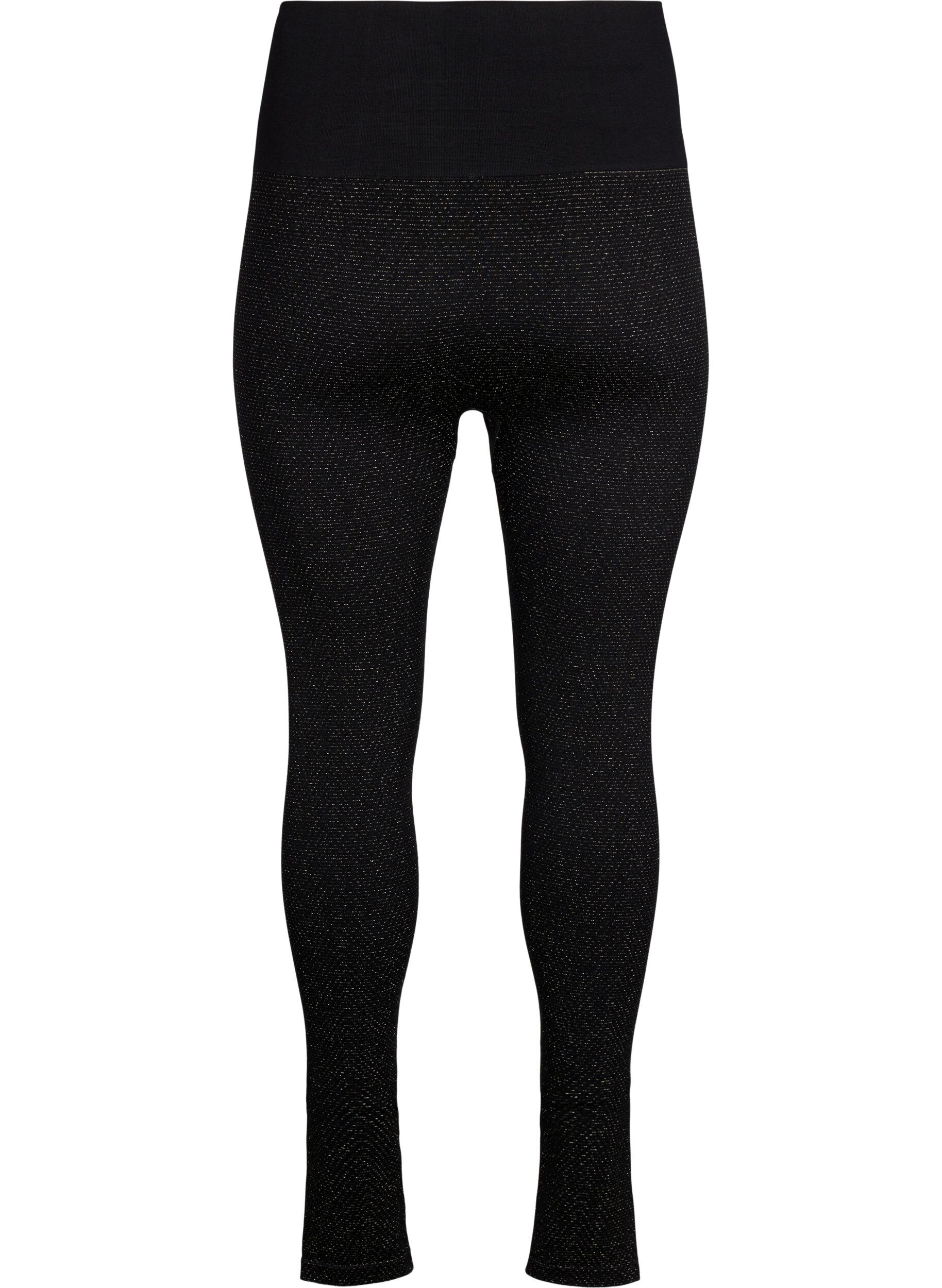 Zizzi Leggings &agrave; paillettes sans couture, Black Gold Lurex, Packshot image number 1