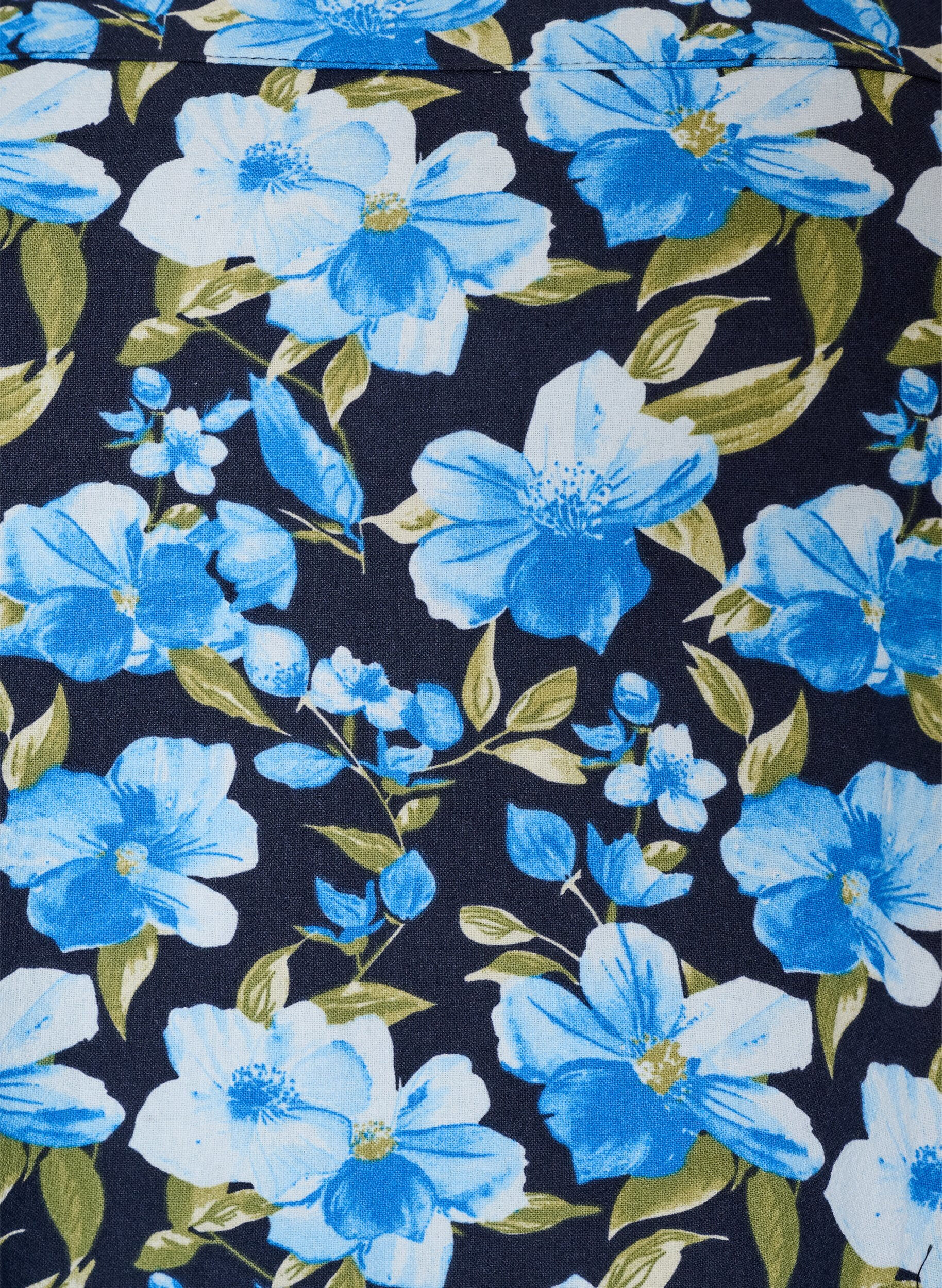 ZizziRobe en coton imprim&eacute; &agrave; manches courtes, Bleu, Packshot image number 2