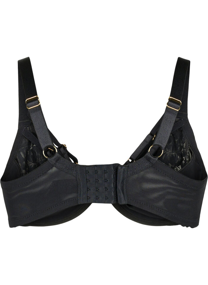 Soutien-gorge couvrant avec dentelle et lacets, Black, Packshot image number 1