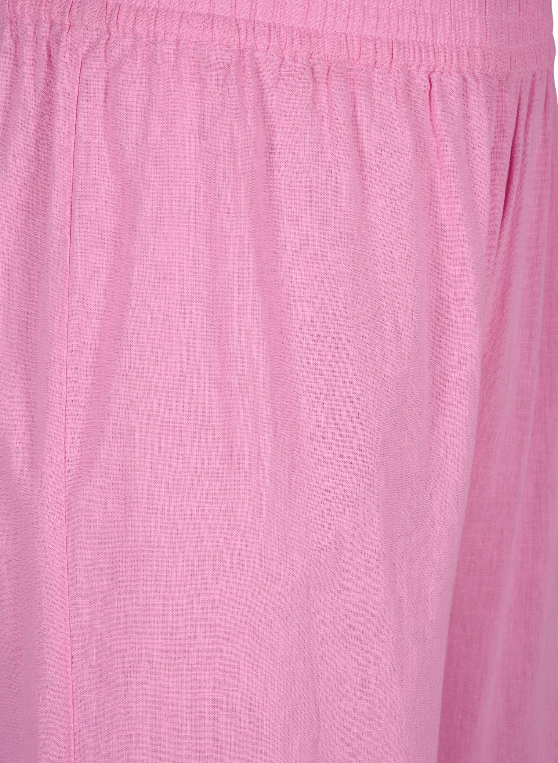 Zizzi Pantalon 7/8 en coton et lin m&eacute;lang&eacute;s, Rosebloom, Packshot image number 2