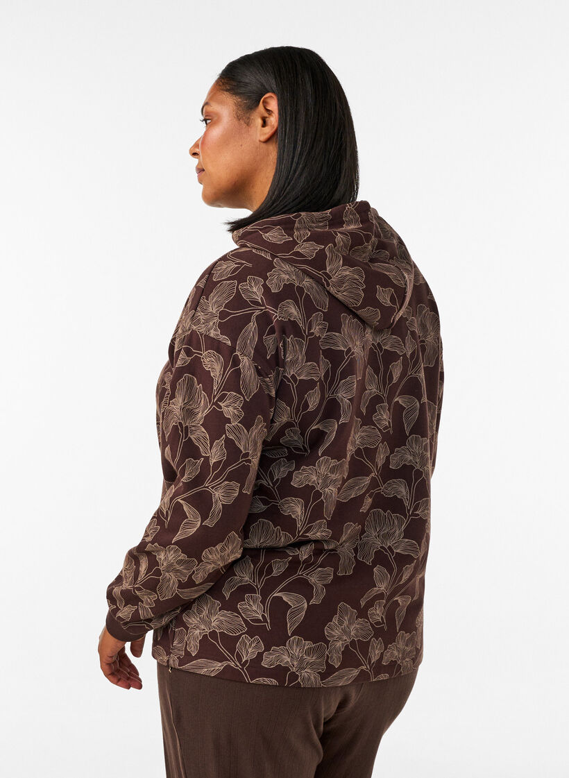 Sweat &agrave; capuche avec imprim&eacute; int&eacute;gral, Marron, Model image number 2