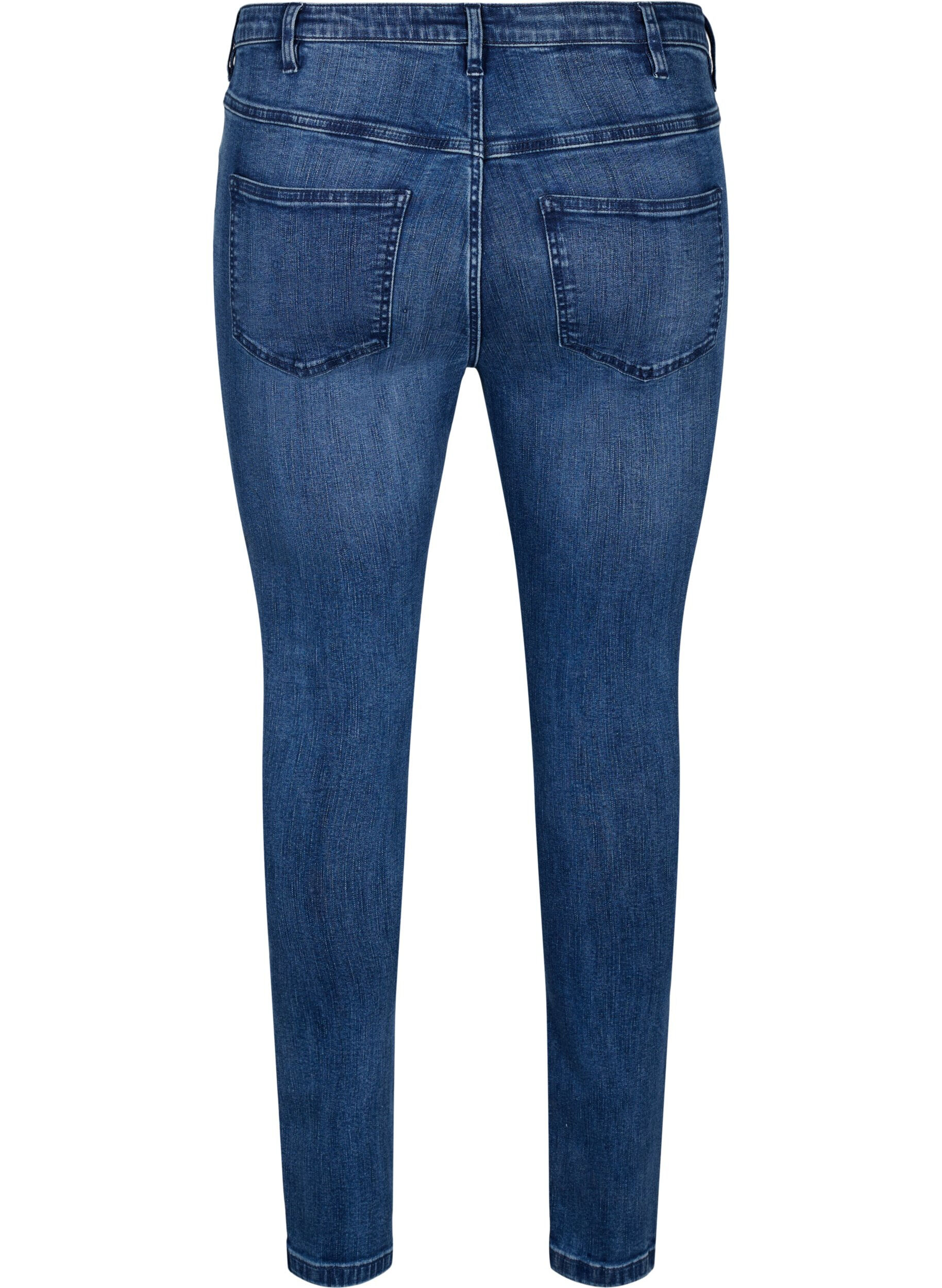 Zizzi Jeans Amy tr&egrave;s ajust&eacute; avec effet us&eacute;, Blue Denim, Packshot image number 1