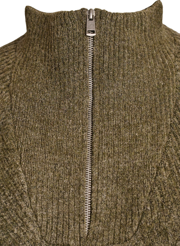 Robe mi-longue en maille avec col montant, Vert Kaki, Packshot image number 2