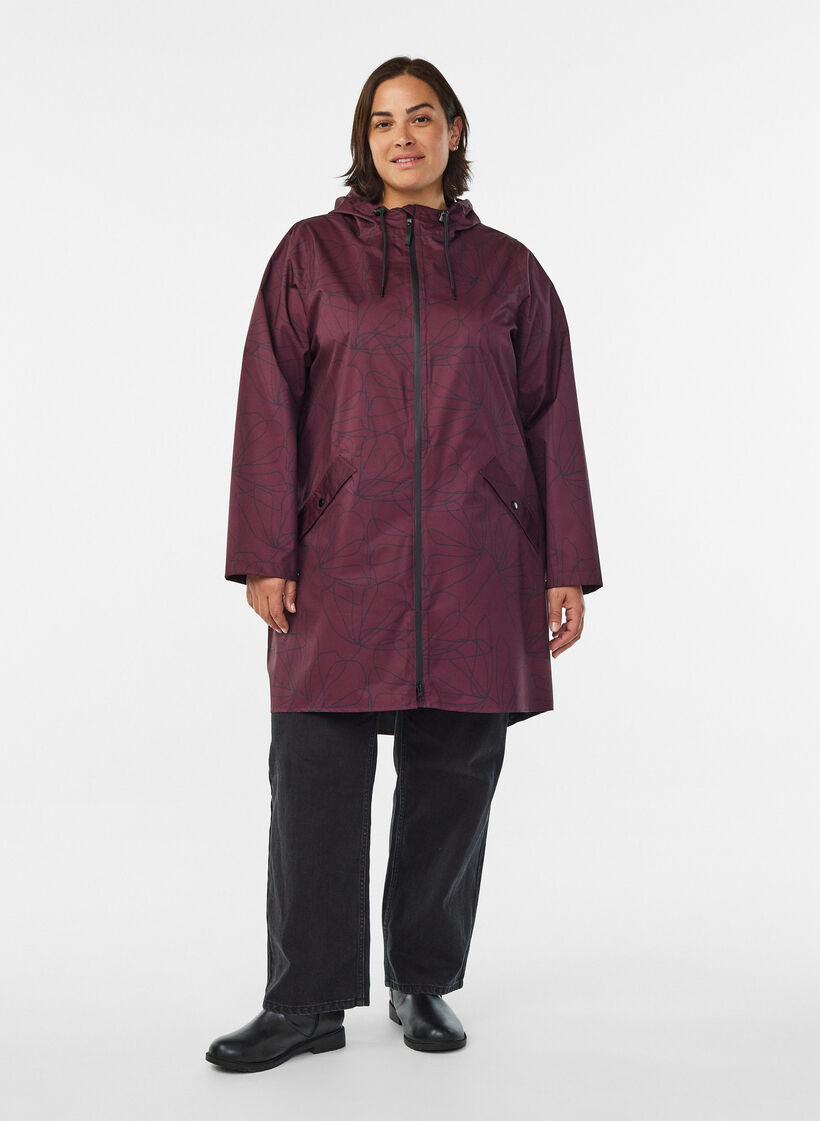 Imperméable à motif, Bordeaux foncé, Model image number 1
