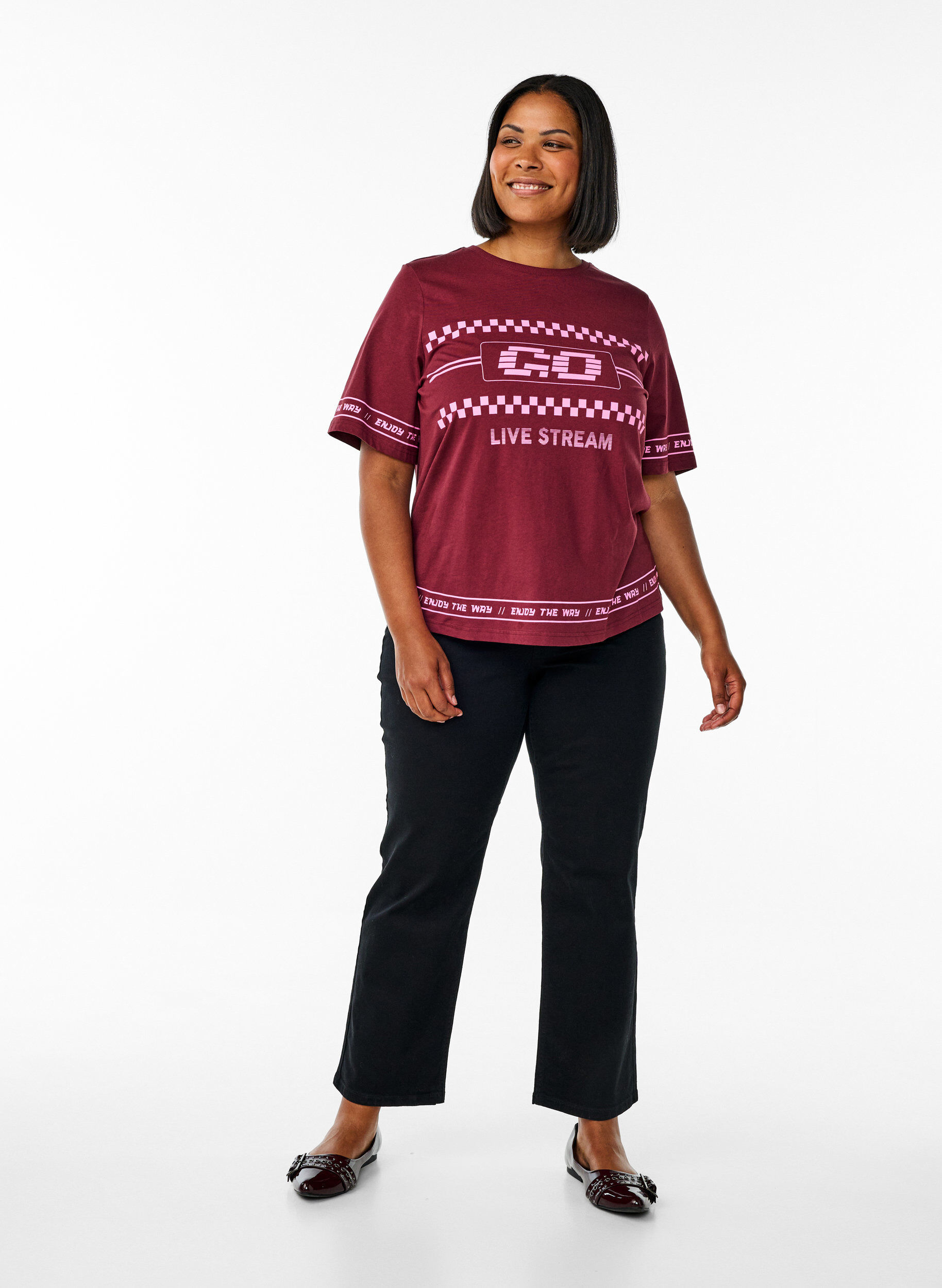 Jean Gemma taille haute &agrave; coupe r&eacute;guli&egrave;re, Noir, Model