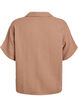 Blouse en mousseline de coton &agrave; manches courtes, Marron, Packshot image number 1