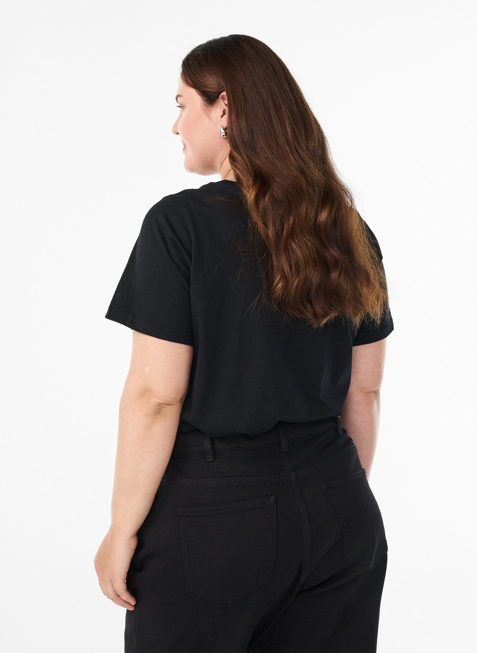 Zizzi T-shirt de No&euml;l en coton bio, Noir, Model image number 2