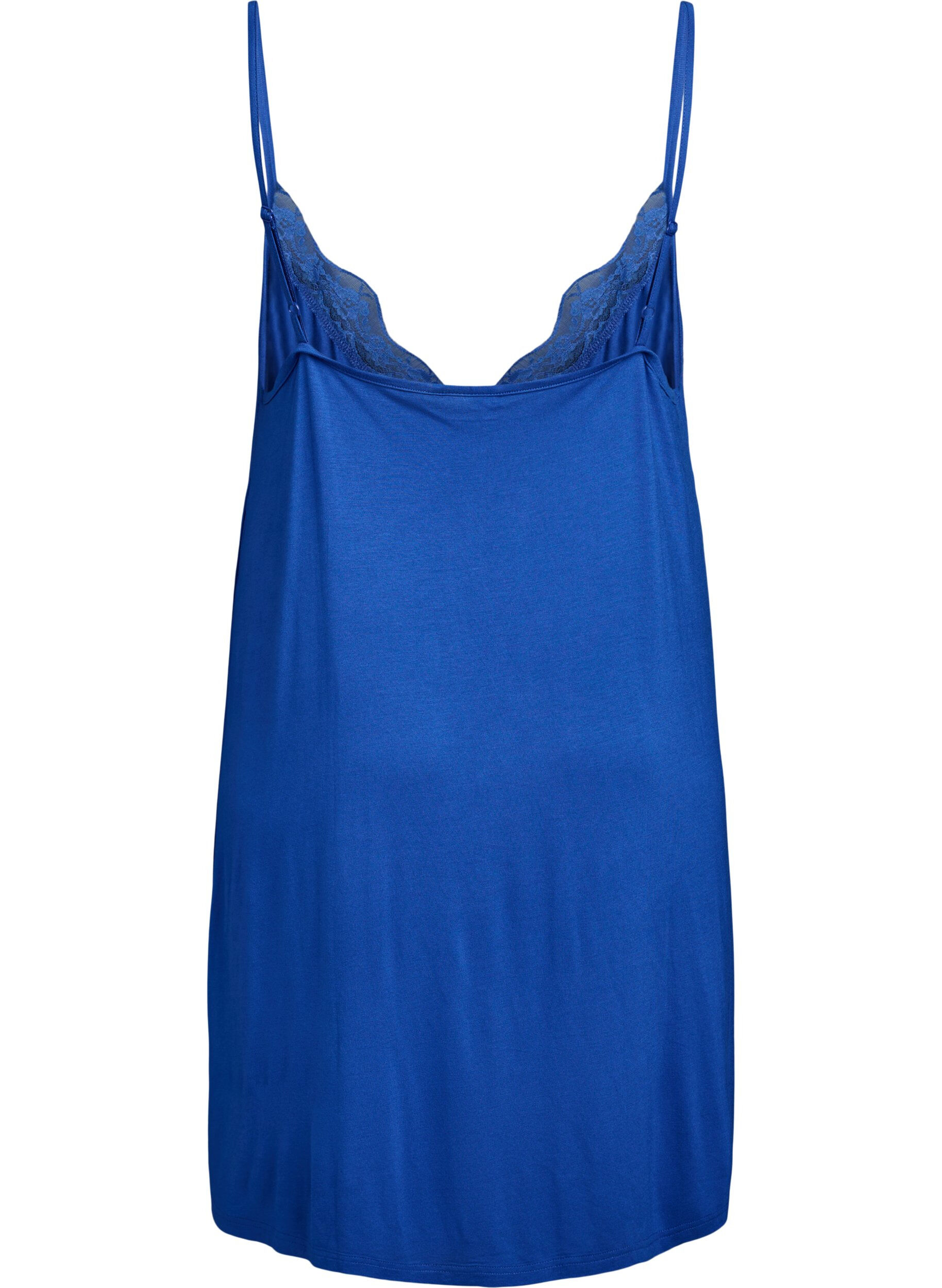 Zizzi Chemise de nuit avec bord dentelle en viscose, Bleu, Packshot image number 1