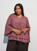 Blouse &agrave; manches 3/4 et volants, Rose, Model image number 0