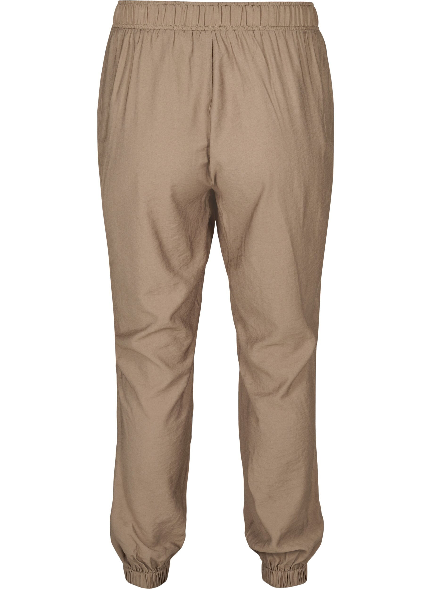 Zizzi Pantalon ample en viscose avec bord &eacute;lastiqu&eacute; et poches, Timber Wolf, Packshot image number 1