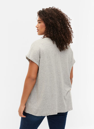 T-shirt à manches courtes en coton mélangé, Heather Grey Mél, Model image number 1