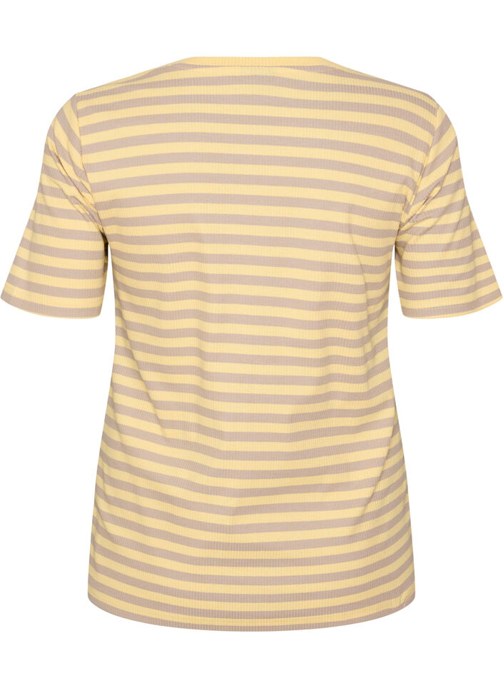 T-shirt ray&eacute; &agrave; texture c&ocirc;tel&eacute;e, Jaune, Packshot image number 1