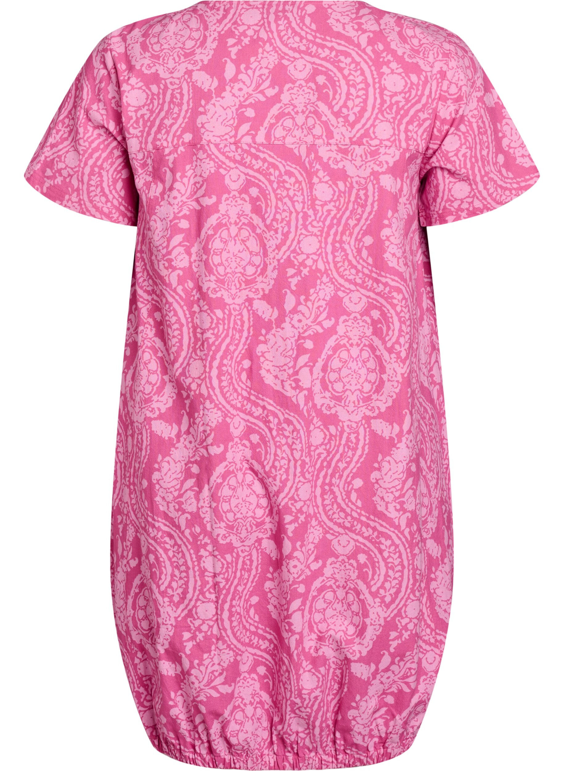 Zizzi Robe en coton imprim&eacute; &agrave; manches courtes, Rose, Packshot image number 1