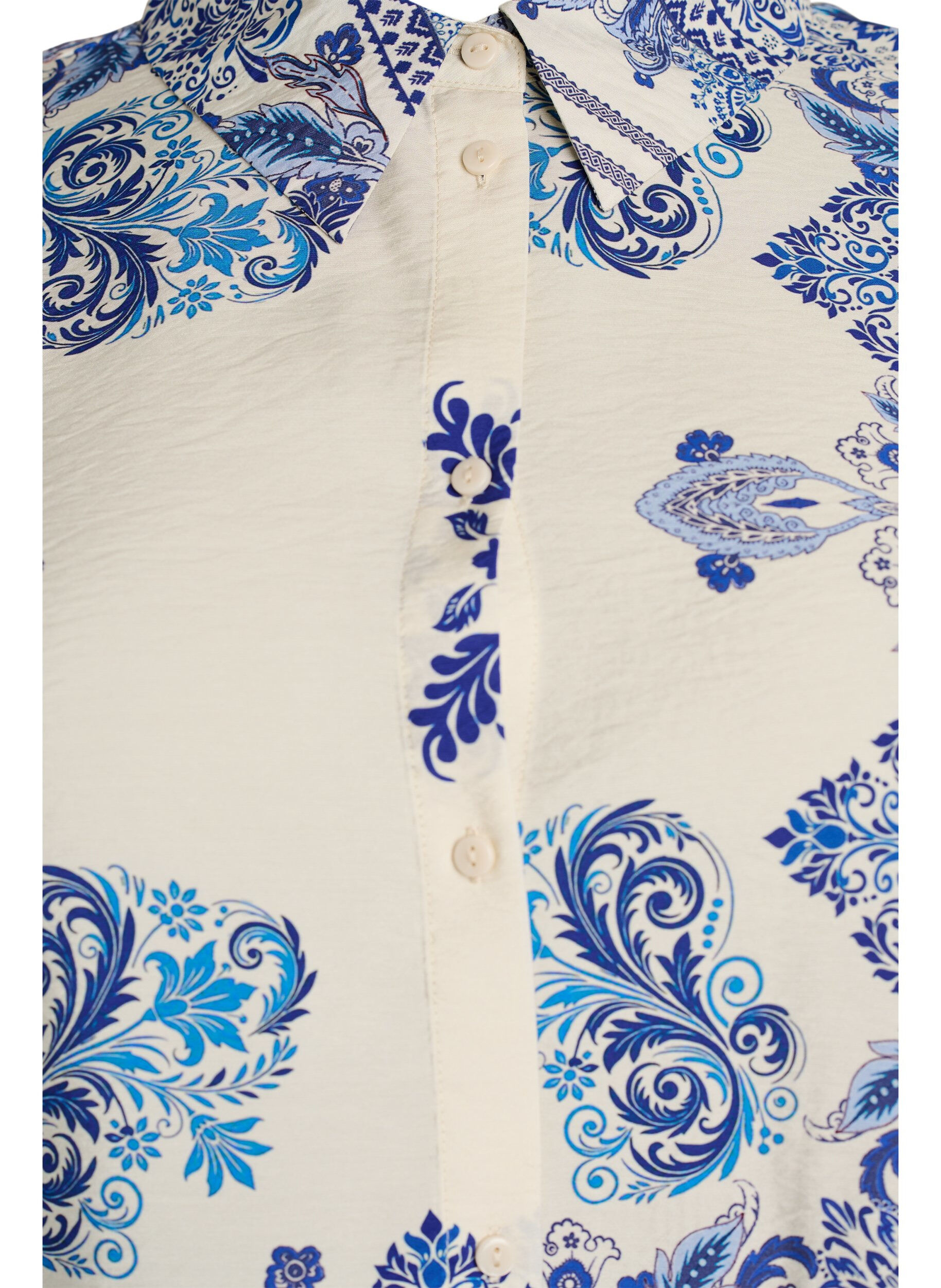 Zizzi Blouse imprim&eacute;e en viscose avec manches 3/4, Bleu, Packshot image number 2