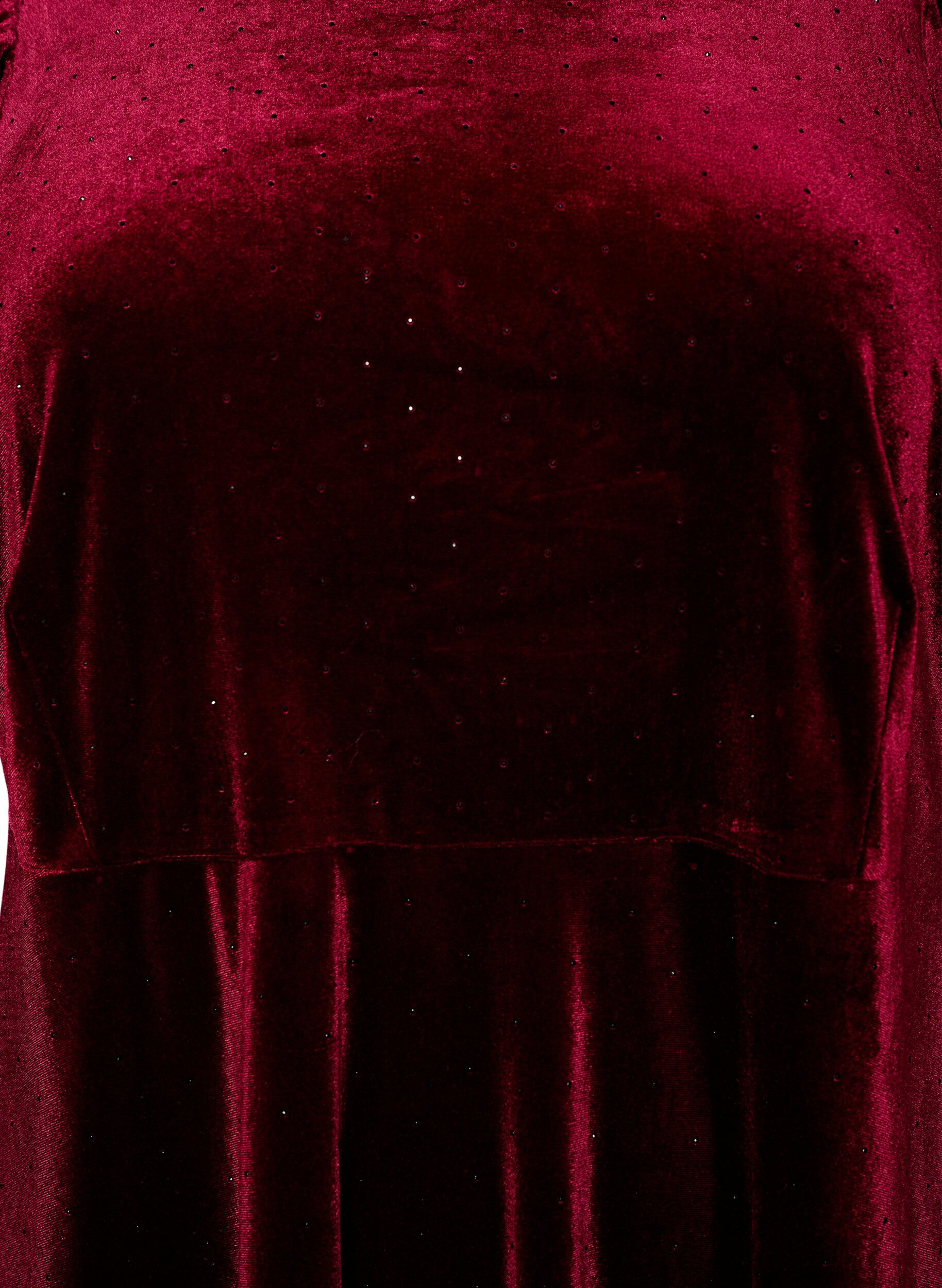 ZizziRobe en velours avec strass et coupe &eacute;vas&eacute;e, Bordeaux, Packshot image number 2