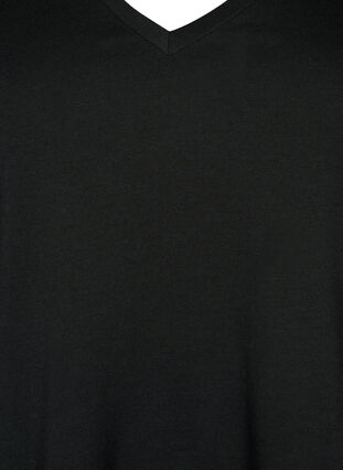 T-shirt à manches courtes avec col en V, Black, Packshot image number 2