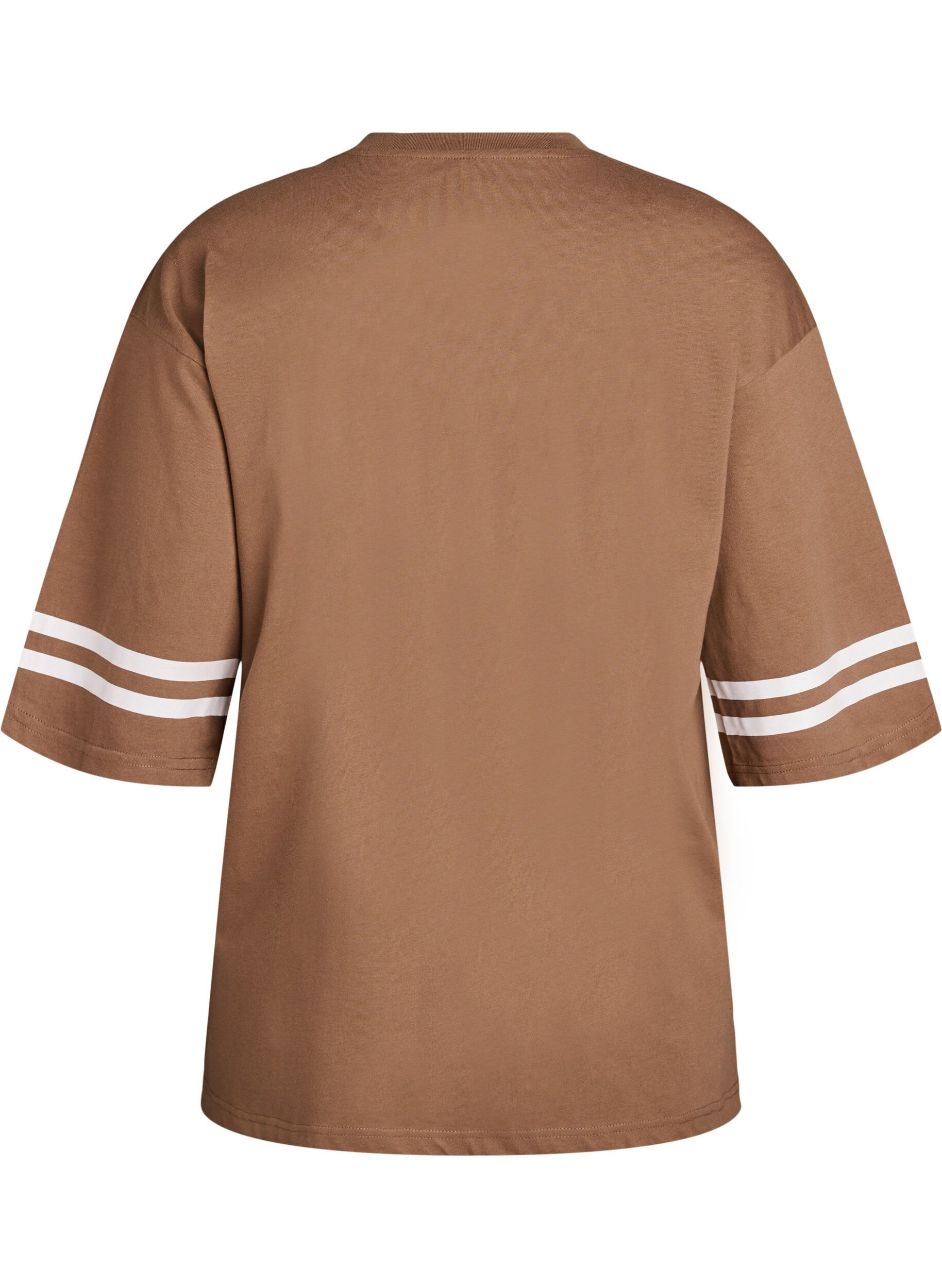 Zizzi T-shirt college oversize &agrave; manches 3/4, Marron, Packshot image number 1