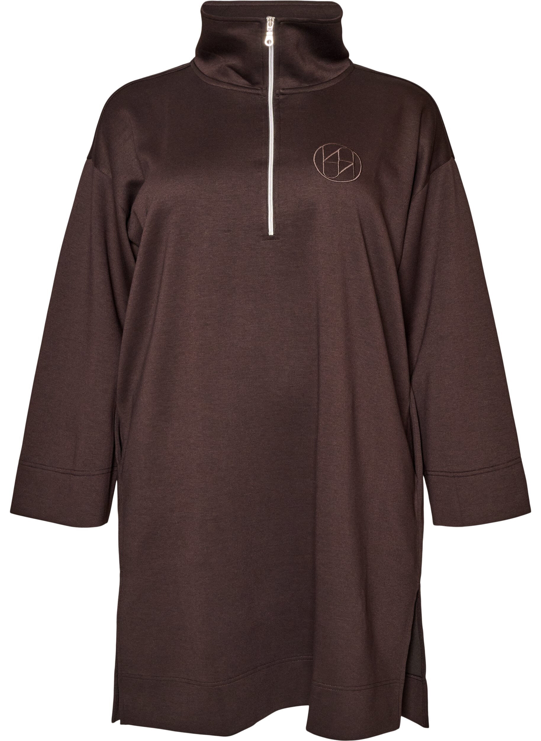 ZizziRobe-sweat sportive avec col montant et fermeture zipp&eacute;e, Marron, Packshot image number 0