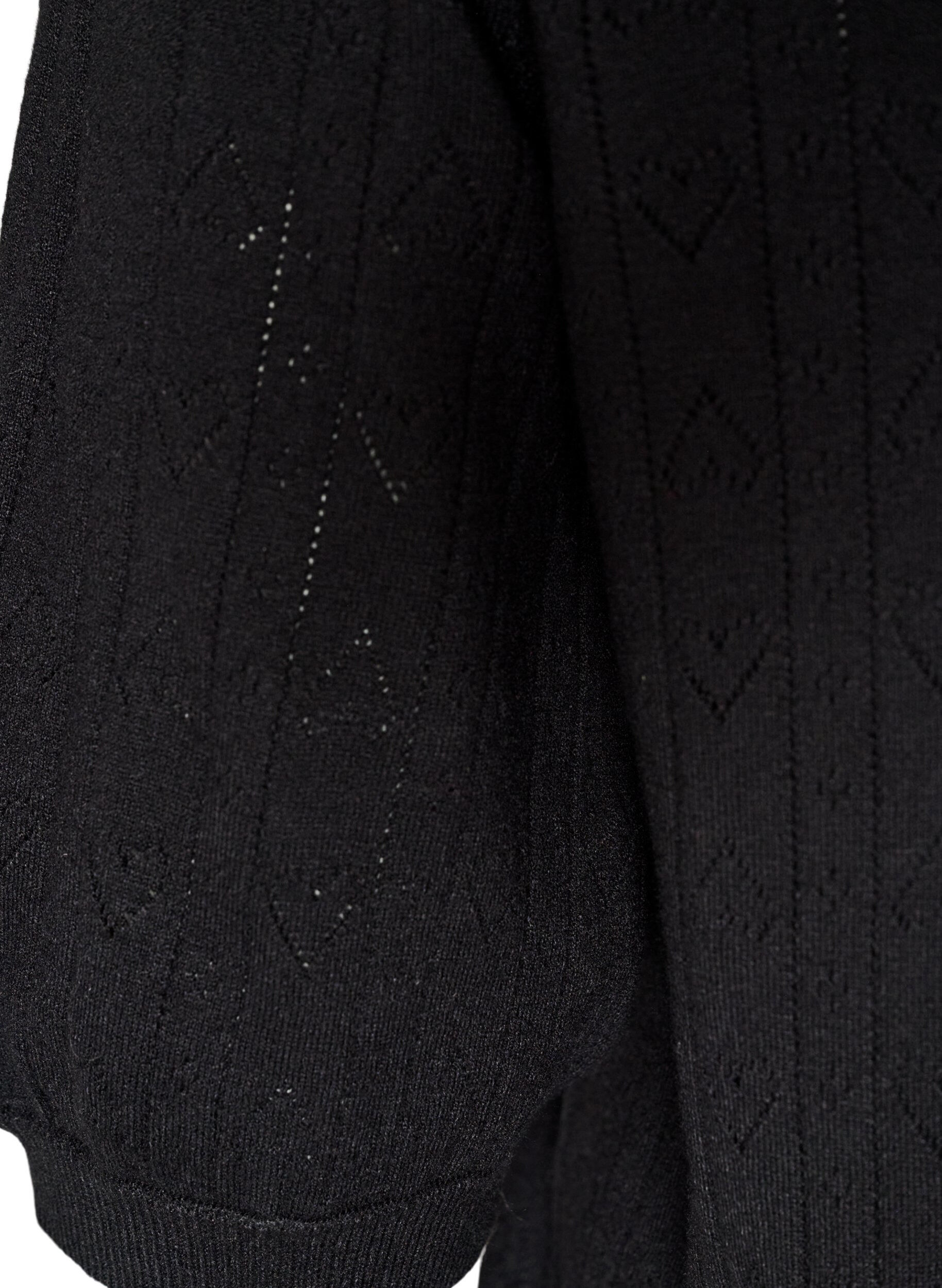ZizziBlouse en maille pointelle &agrave; manches courtes, Noir, Packshot image number 3
