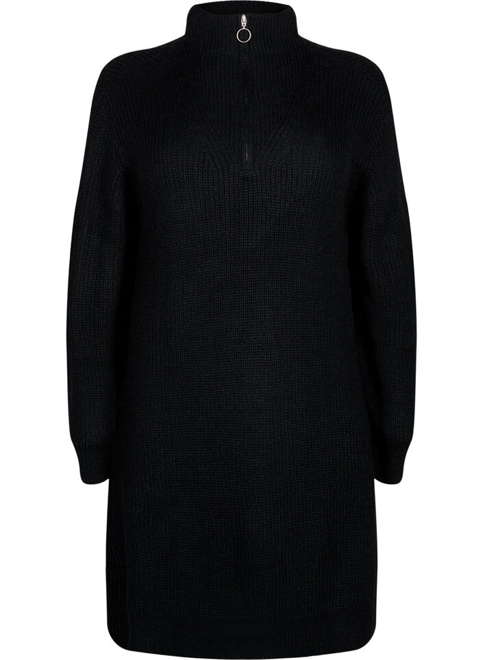FLASH - Robe en tricot avec col montant, Black, Packshot image number 0
