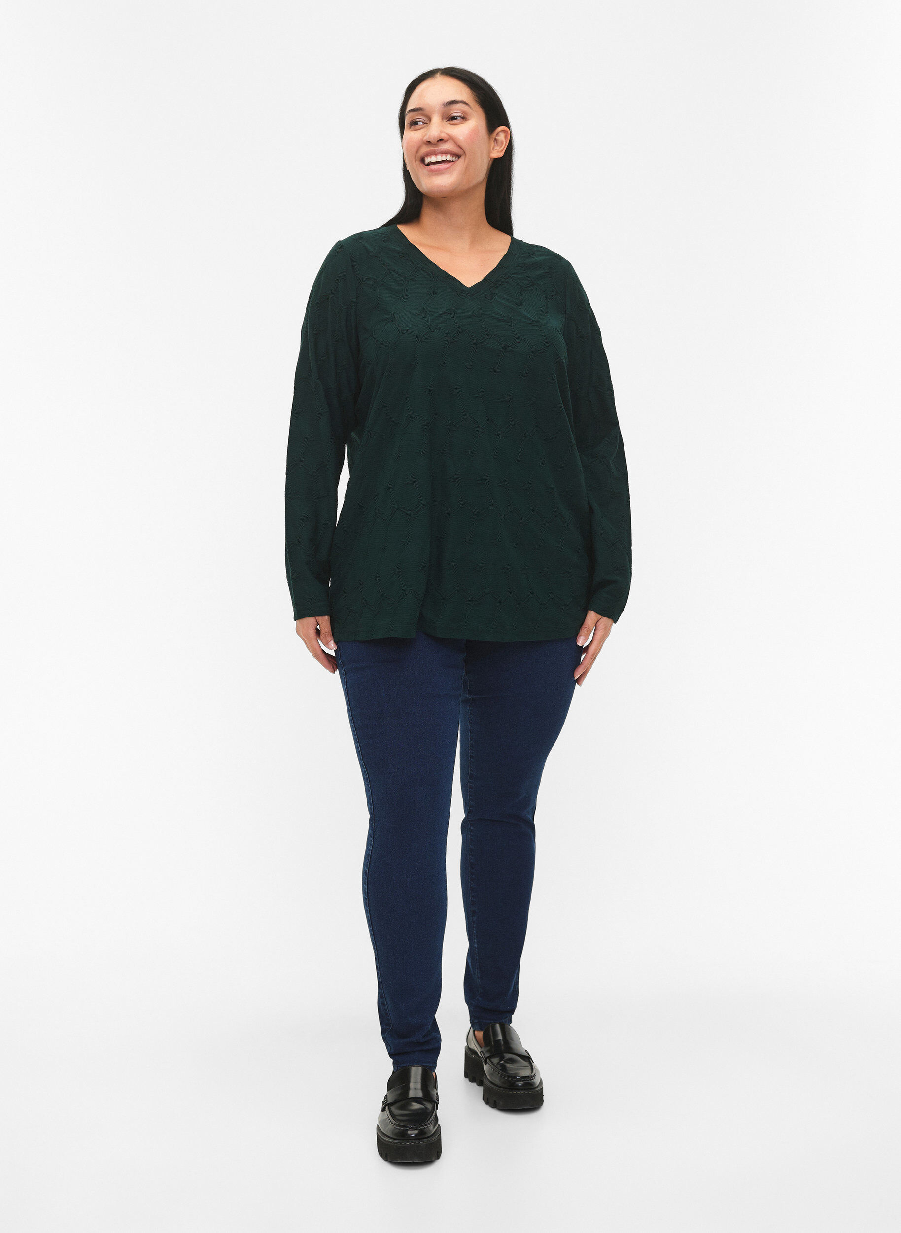 Zizzi FLASH - Chemisier &agrave; manches longues structur&eacute;	, Scarab, Model image number 2