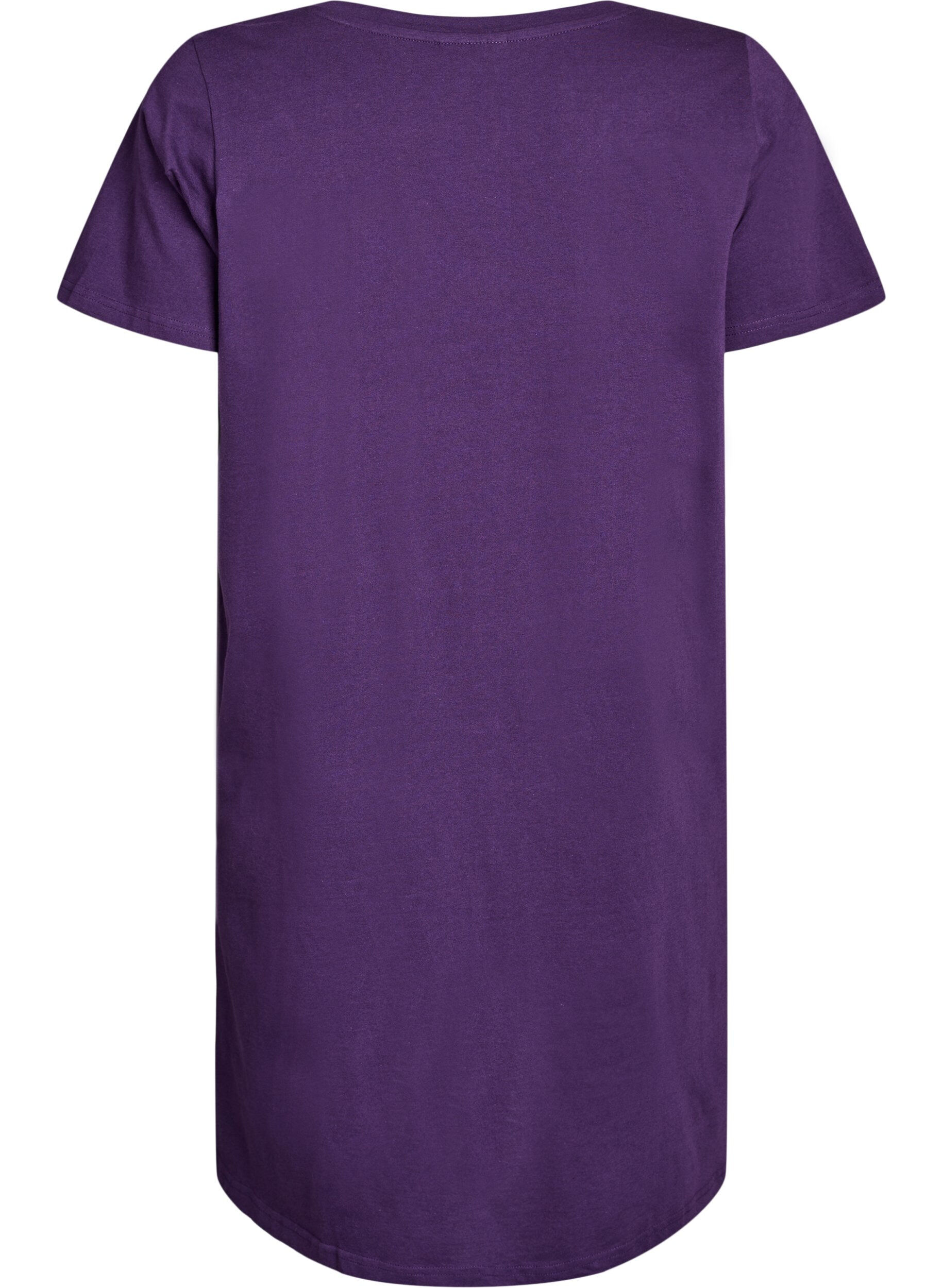 ZizziChemise de nuit en coton biologique et &agrave; col en V, Violet, Packshot image number 1