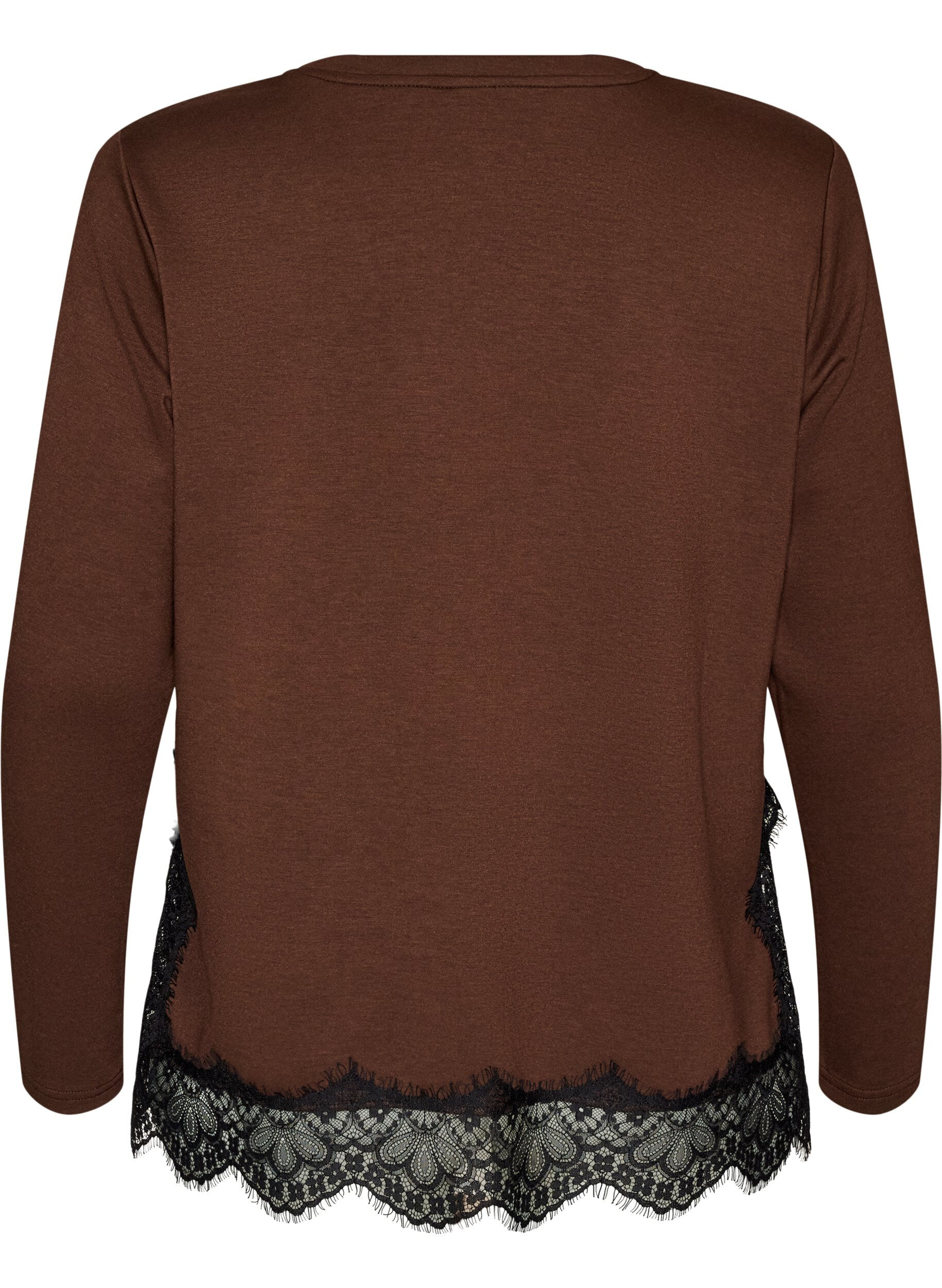 ZizziBlouse en jersey avec dentelle, Marron, Packshot image number 1