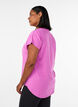 T-shirt de sport &agrave; manches courtes avec col en V, Violet, Model image number 2