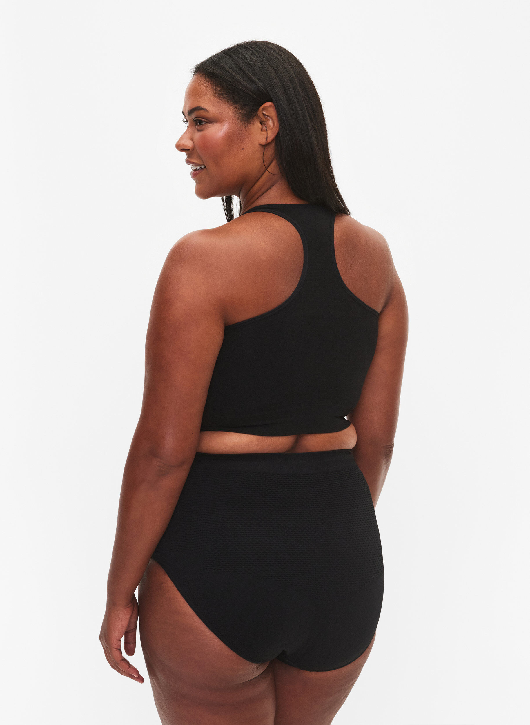 Zizzi Culotte sans couture avec taille haute, Black, Model image number 1