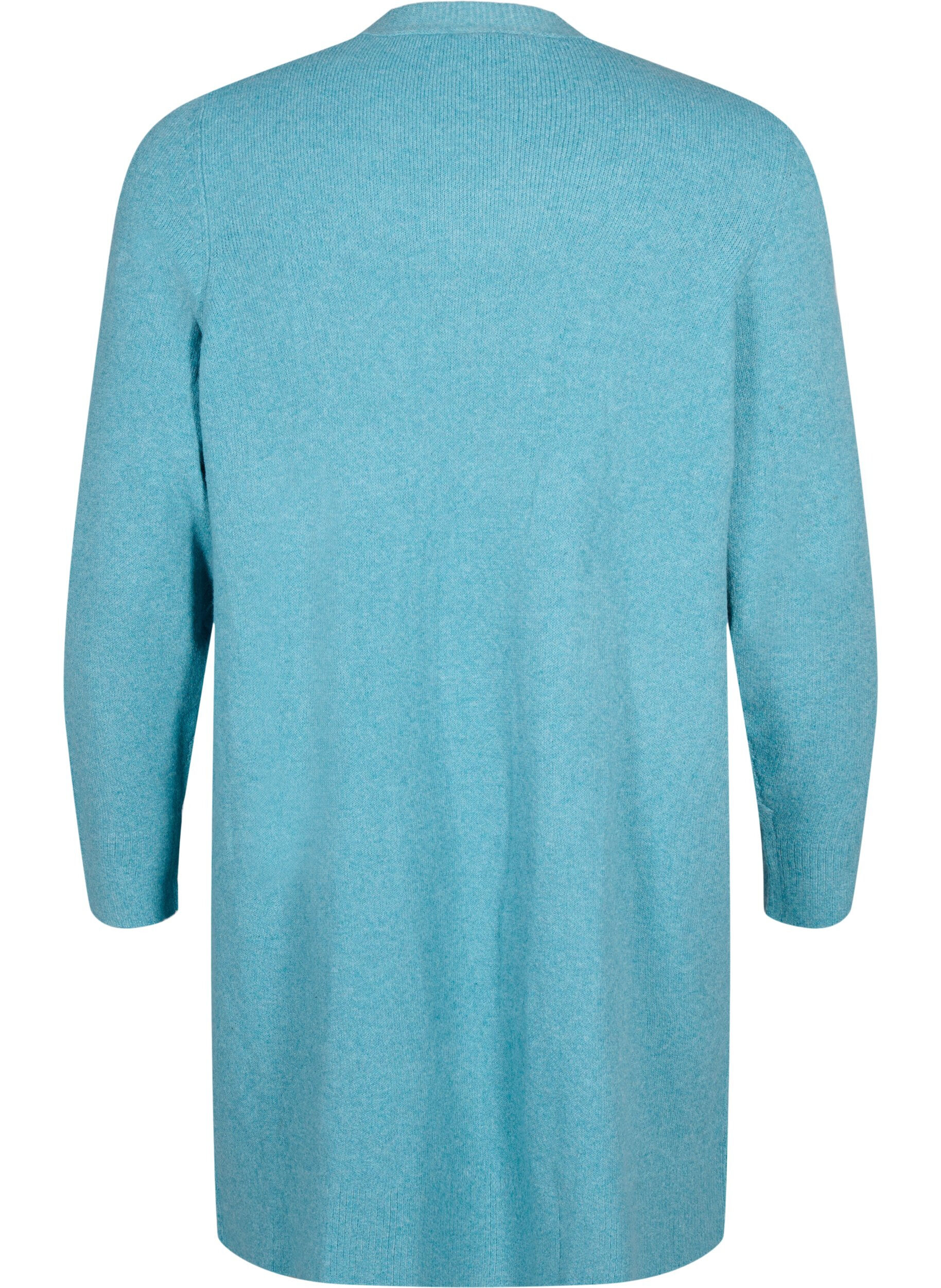 Zizzi Cardigan long ouvert &agrave; l'avant, Reef Water Mel., Packshot image number 1