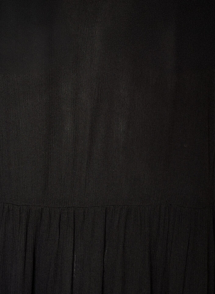 Robe midi en viscose avec manches &agrave; volants, Noir, Packshot image number 2