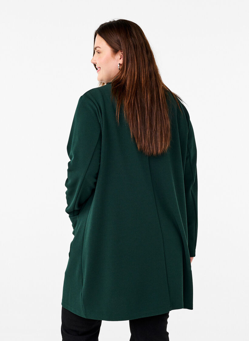 Blazer long avec des poches, Vert fonc&eacute;, Model image number 2