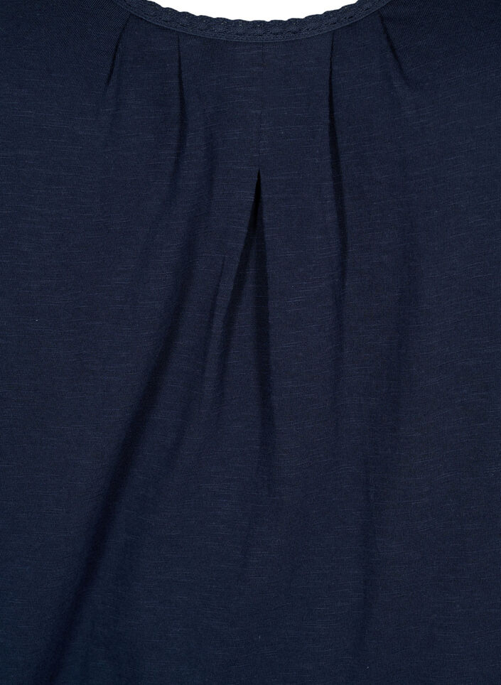 Top en coton avec bordure en dentelle, Navy Blazer, Packshot image number 2