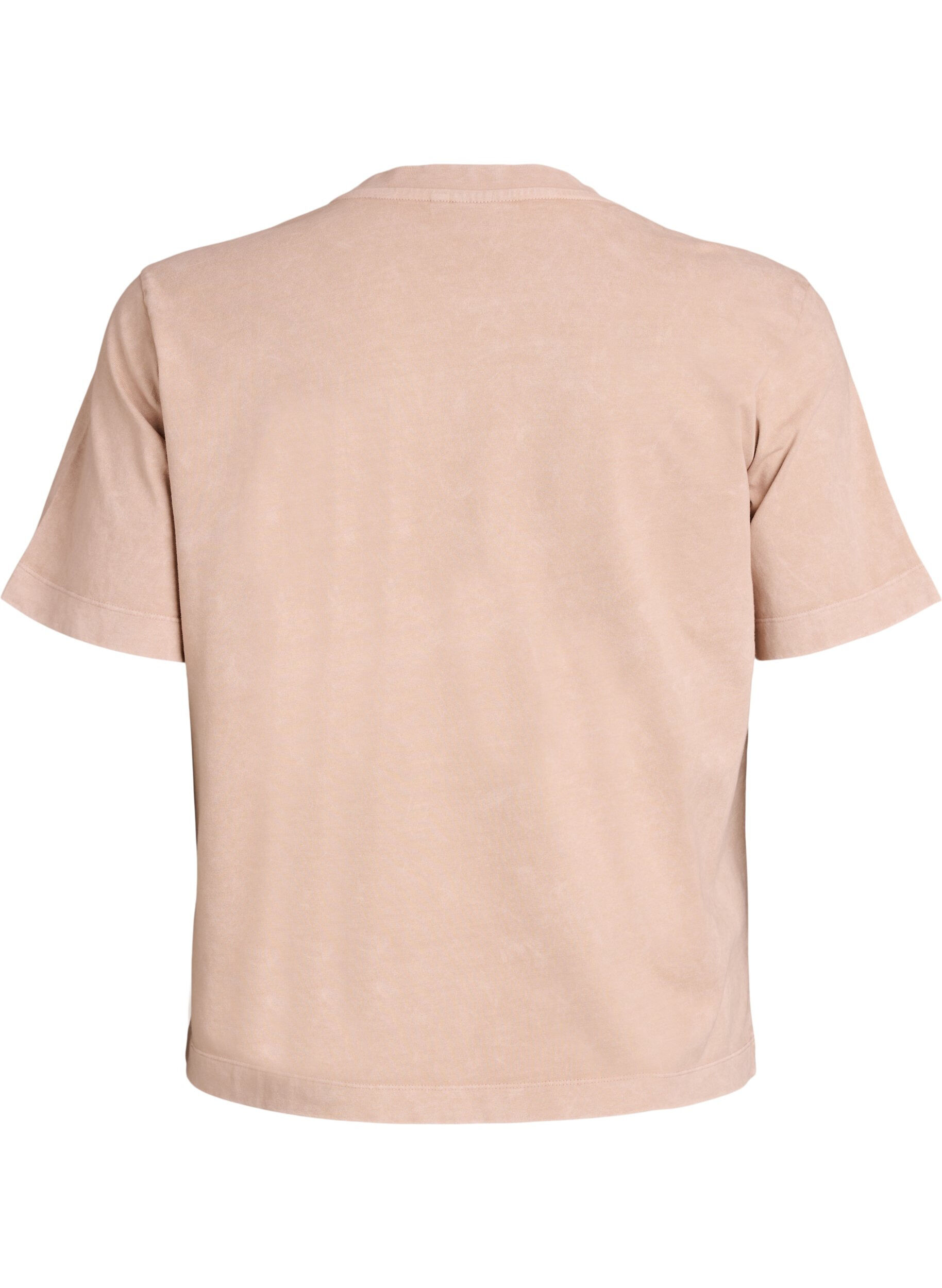 Zizzi T-shirt en coton avec imprim&eacute; devant, Beige, Packshot image number 1