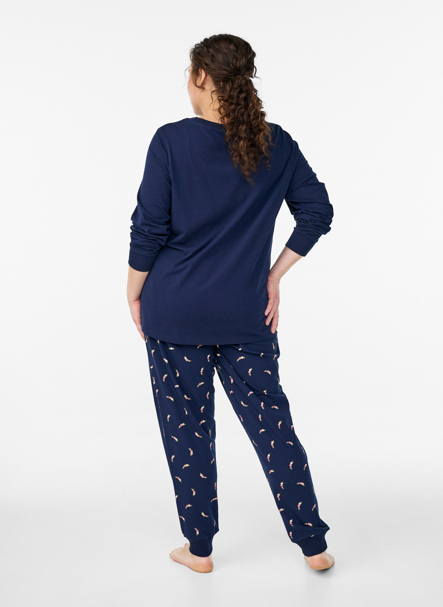 Zizzi Bas de pyjama imprim&eacute;, Bleu, Model image number 1