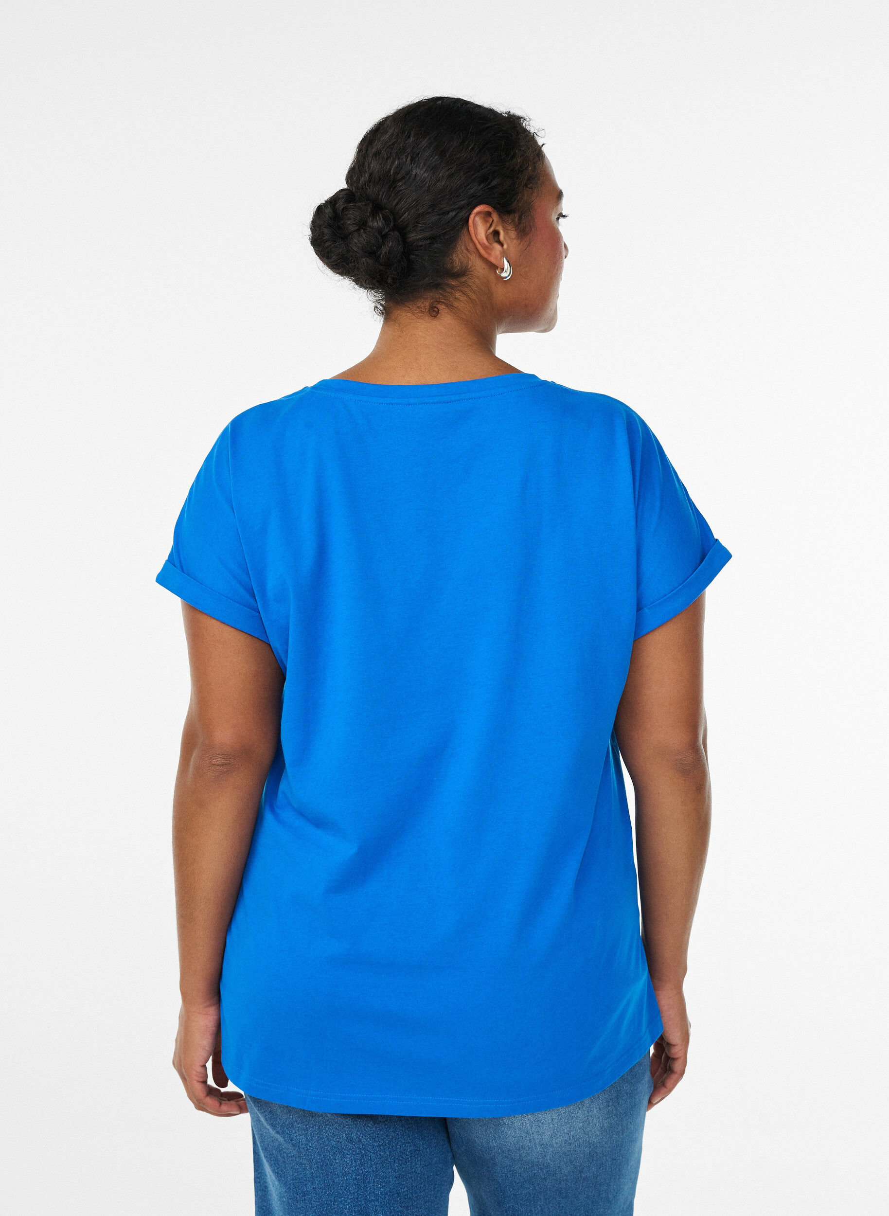 ZizziT-shirt &agrave; manches courtes en m&eacute;lange de coton, Bleu, Model image number 2