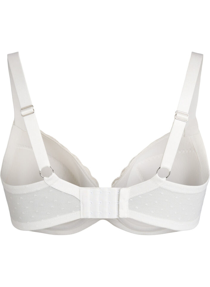 Soutien-gorge rembourr&eacute; en dentelle avec d&eacute;tails en maille, Blanc, Packshot image number 1