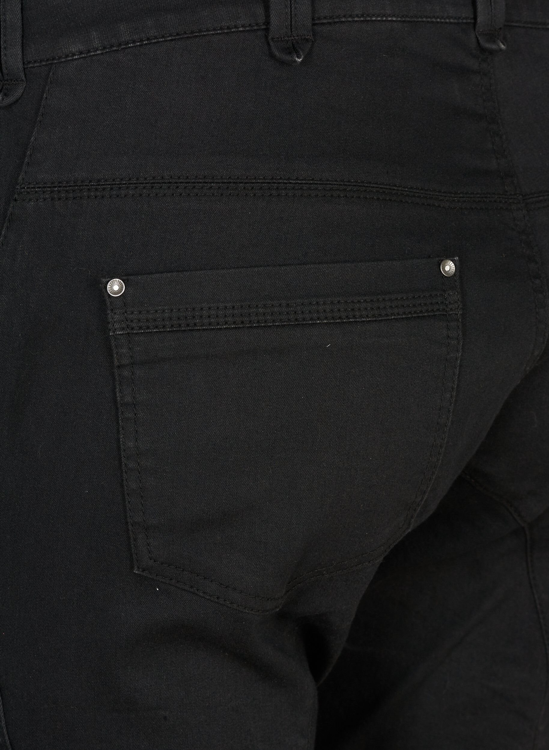 Zizzi Jean capri coupe slim avec poches, Noir, Packshot image number 3