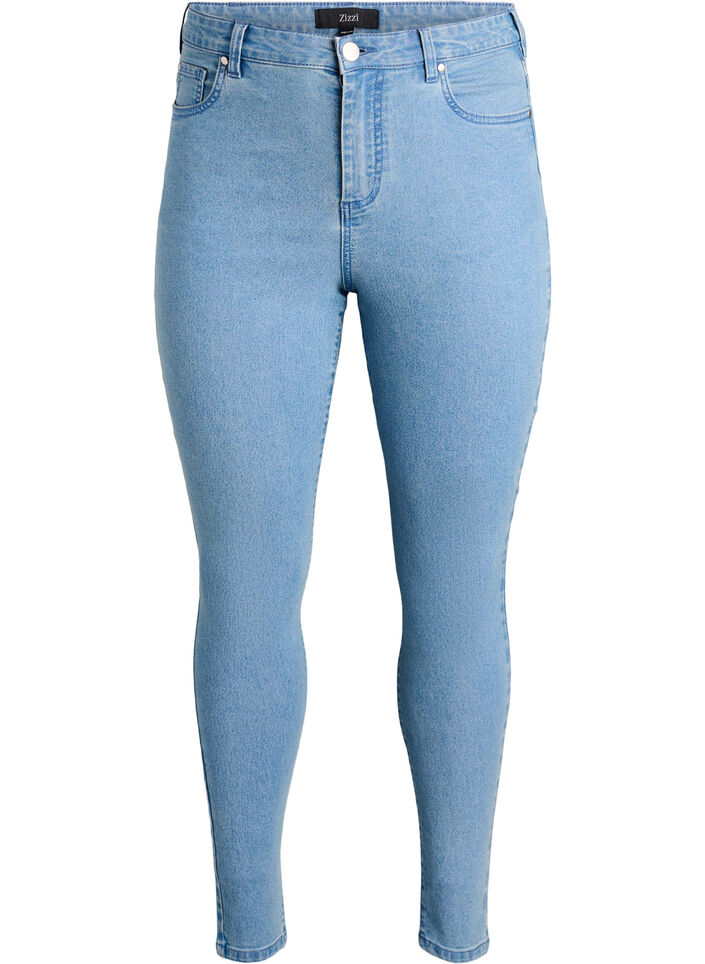 Jean Amy taille haute coupe super slim, Bleu Clair, Packshot image number 0