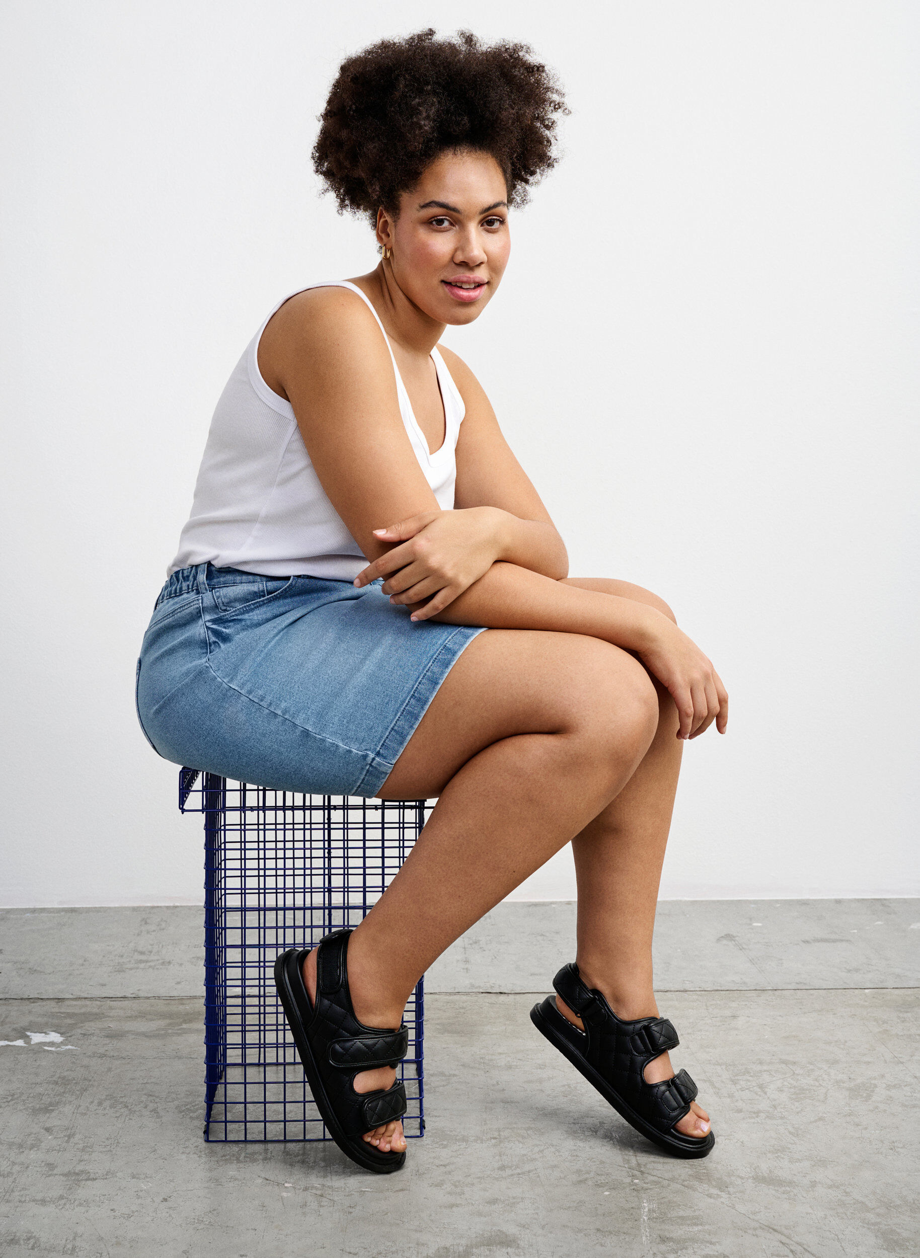 Zizzi Sandale en cuir de forme large, Noir, Image image number 0