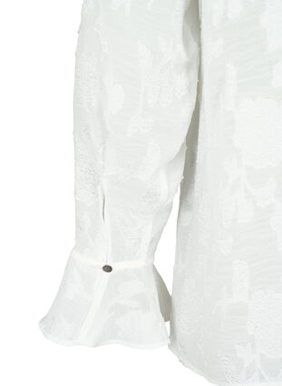 Chemise à manches longues avec look jacquard, Bright White, Packshot image number 3