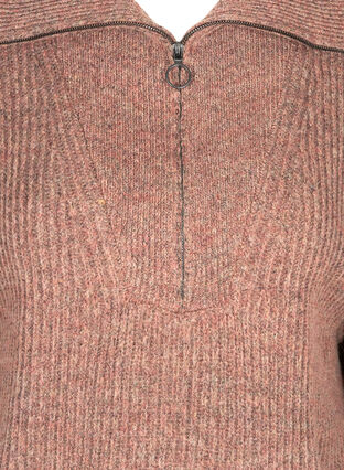 Blouse en maille chinée avec un zip et de la laine, Russet Mel, Packshot image number 2