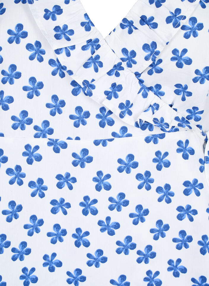 Chemisier portefeuille en coton à imprimé floral, B.White/Small Flower, Packshot image number 2