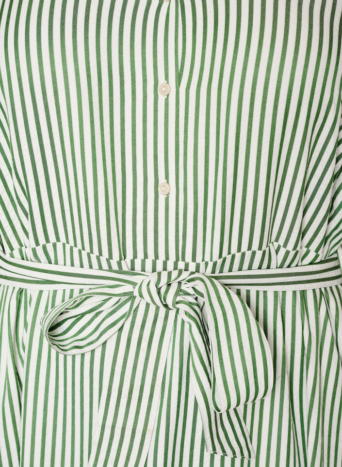 Robe-chemise longue jusqu&rsquo;aux chevilles avec ceinture &agrave; nouer et rayures, Vert clair, Packshot image number 2