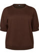 Blouse en fine maille &agrave; manches courtes, Marron, Packshot image number 0