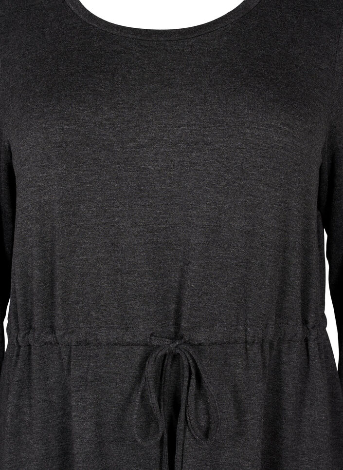 Robe en jersey mi-longue avec liens, Dark Grey Melange, Packshot image number 2