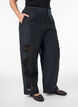 Pantalon en coton avec des d&eacute;coupes brod&eacute;es, Noir, Model image number 2