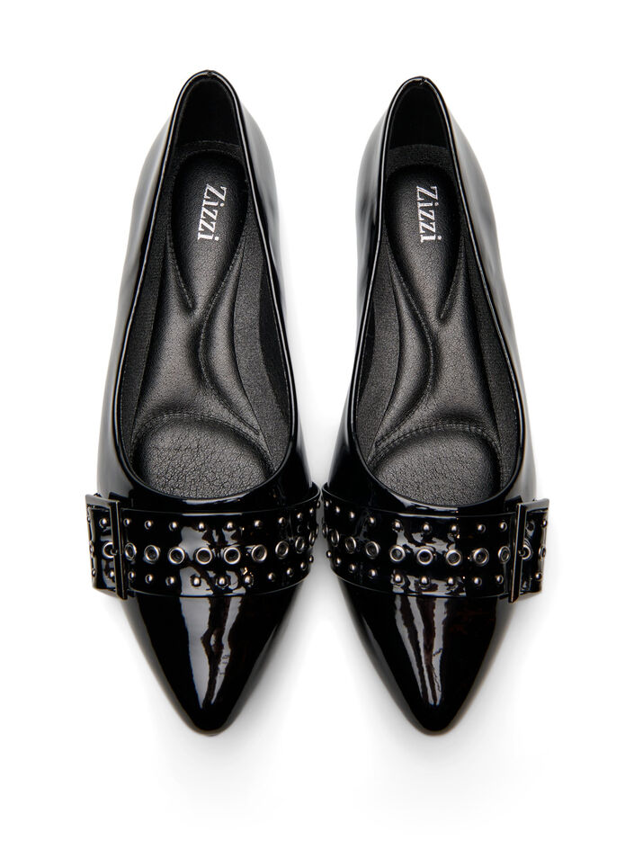 Large - Ballerine à bride et clous, Noir, Packshot image number 2